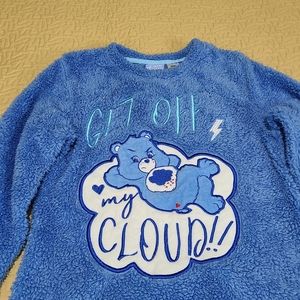 Vintage Grumpy Care Bears fuzzy fleece pajama long sleeve size XS